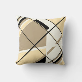 Beige, Tan, Svart, Vit Diagonalt Fönsterdesign Kudde