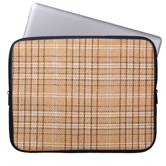 beige tartan bakgrund av en kontrollerad väv laptop fodral (Framsidan)