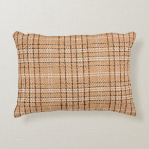 beige tartan bakgrund av en kontrollerad väv prydnadskudde