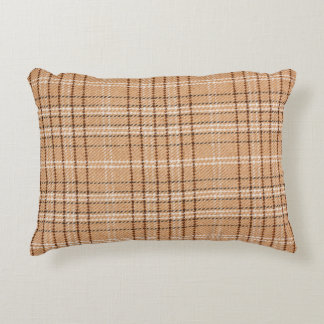 beige tartan bakgrund av en kontrollerad väv prydnadskudde