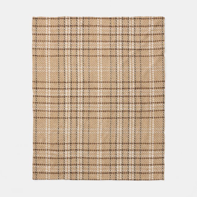 Beige Tartan: Klassisk Play Weave. Fleecefilt (Framsidan)