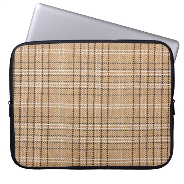 Beige Tartan: Klassisk Play Weave. Laptop Fodral (Framsidan)