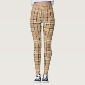 Beige Tartan: Klassisk Play Weave. Leggings