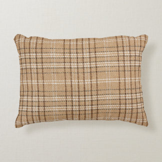 Beige Tartan: Klassisk Play Weave. Prydnadskudde