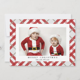 Beige Tartan Play-fotokort för jul Julkort