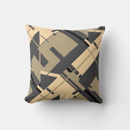 Beige Taupe Black Charcol Slanted Abstrakt Art Kudde