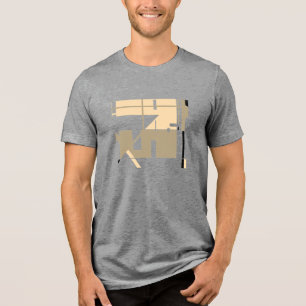 Beige Taupe Black MCM-inspirerad geometrisk Abstra T Shirt