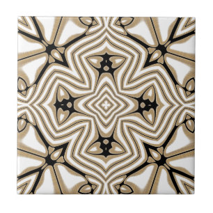 Beige Taupe Brown Black White Ethnic Tribe Art Kakelplatta