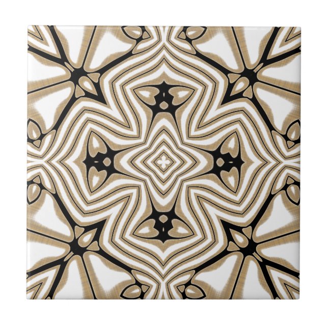 Beige Taupe Brown Black White Ethnic Tribe Art Kakelplatta (Framsidan)