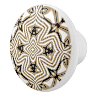 Beige Taupe Brown Black White Ethnic Tribe Art Knopp