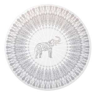 Beige Taupe Elephant Mandala Modern Knopp
