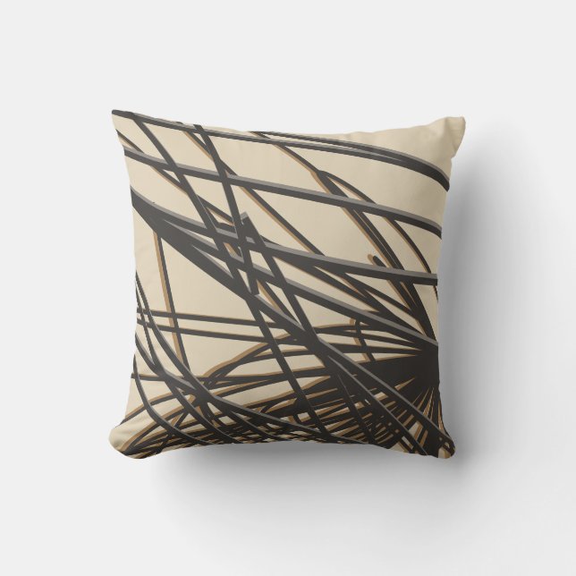 Beige Taupe och Grått Modern Snyggt Abstrakt Kudde (Framsida)