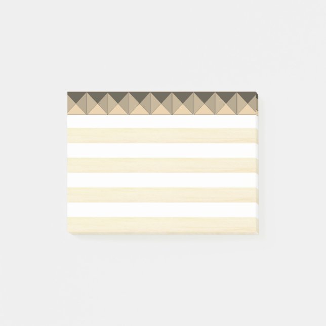 Beige Taupe och vita ränder Post-it Block (Framsida)