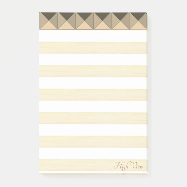 Beige Taupe Pyramid Shapes & Rand Post-it Block (Framsida)