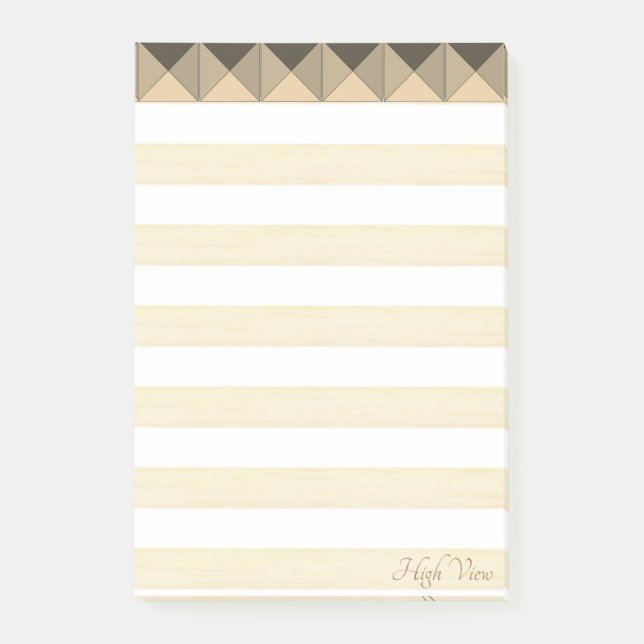 Beige Taupe Pyramidformer & Ränder Post-it Block (Framsida)