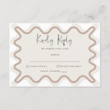 Beige Taupe Vågig Kant RSVP-Kort