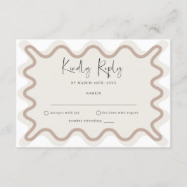 Beige Taupe Vågig Kant RSVP-Kort Tilläggskort