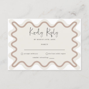 Beige Taupe Vågig Kant RSVP-Kort Tilläggskort