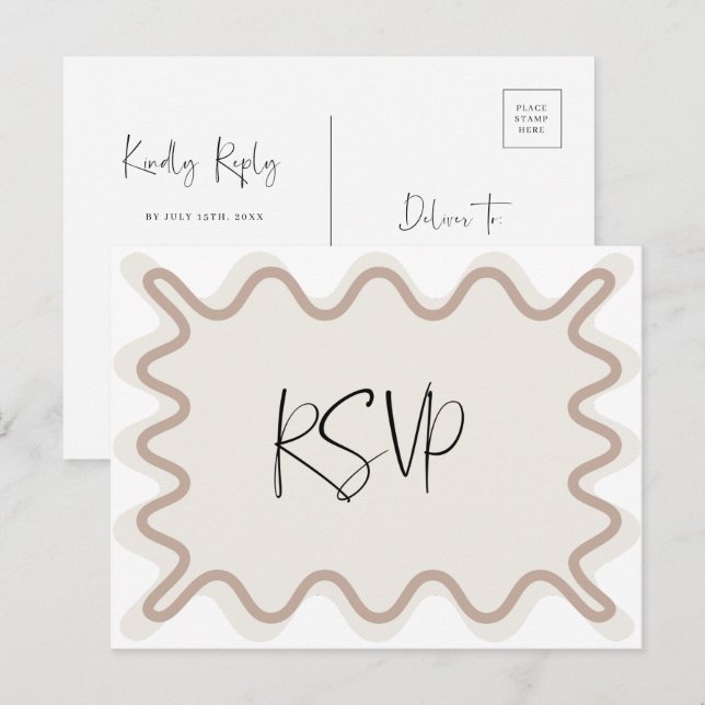 Beige Taupe Vågigt Gräns OSA vykort (Fram/baksida)