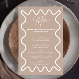 Beige Taupe Vågigt menykortet Gräns med namn