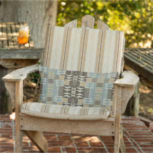 Beige Teal Blå Grön Taupe Brun Tribal Art Lumbarkudde