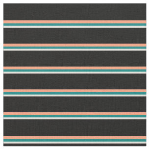 Beige, Teal, Light Salmon och Black Färgad Tyg