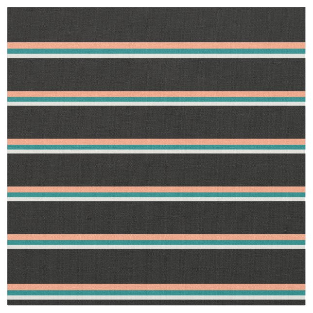 Beige, Teal, Light Salmon och Black Färgad Tyg (Närbild)