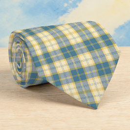 Beige & Teal Plaid Pattern Necktie Tie Slips