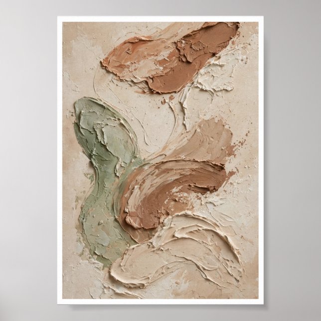 Beige terrakotta-sage Modern abstrakt konsttryck Poster (Framsidan)