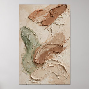Beige terrakotta-salvia modern abstrakt konsttryck poster