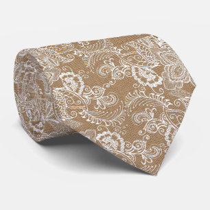 Beige Tie för Burlap och för snöre Slips
