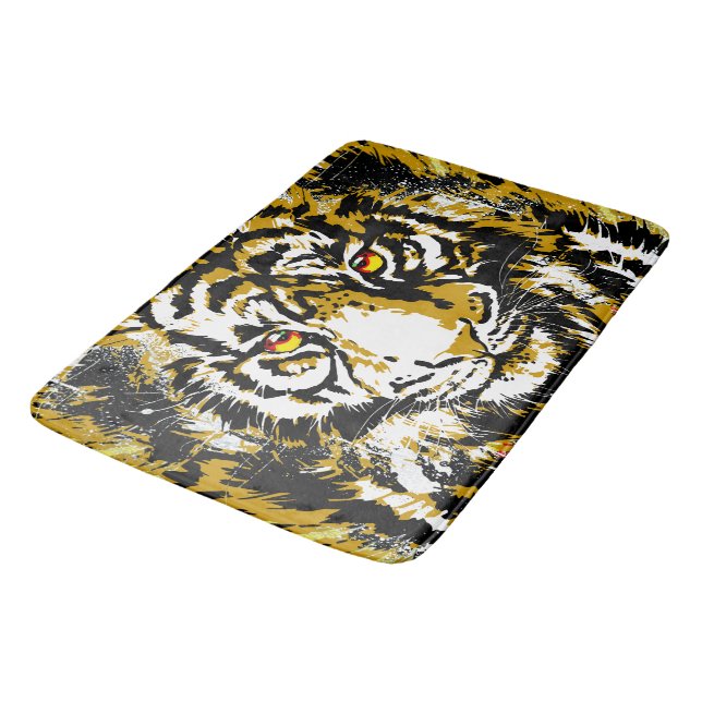 Beige Tiger Bath Mat - Tiger Artwork - Wildlife Badrumsmatta (Vinklad)