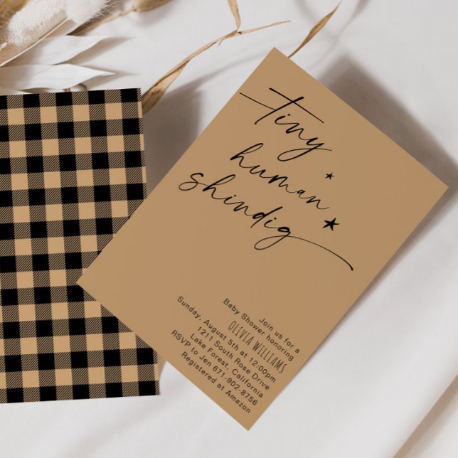 Beige Tiny Human Shindig Minimalist Baby Shower Inbjudningar (Skapare uppladdad)