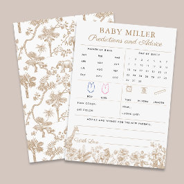 Beige Toile Baby Shower Predictions Advice Card Inbjudningar
