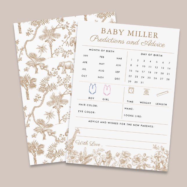 Beige Toile Baby Shower Predictions Advice Card Inbjudningar (Beige Toile Baby Shower Predictions Advice Card)