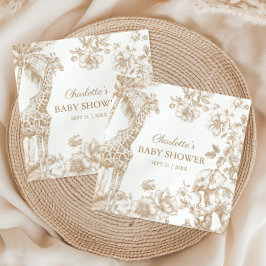 Beige Toile de Jouy Safari Animals Baby Shower Pappersservett