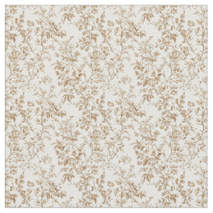 Beige Toile med Garden Flowers och Vines Tyg