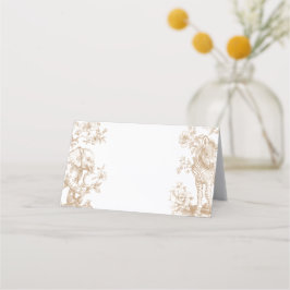 Beige Toile Safari Diaper Raffle Baby Shower Placeringskort