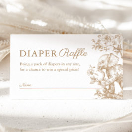 Beige Toile Safari Diaper Raffle Baby Shower Tilläggskort