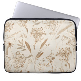 Beige Torkad Blomma Botanisk Laptop Fodral