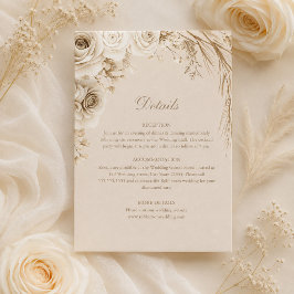 Beige torkade blommor Bröllopsdetaljkort Inbjudningar