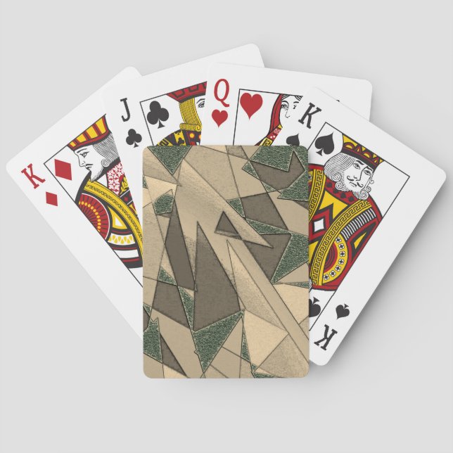 Beige triangulär urklipp på "mörk grönt bakgrund" casinokort (Baksidan)