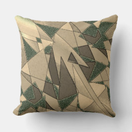 Beige triangulär urklipp på "mörk grönt bakgrund" kudde