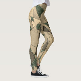 Beige triangulär urklipp på "mörk grönt bakgrund" leggings