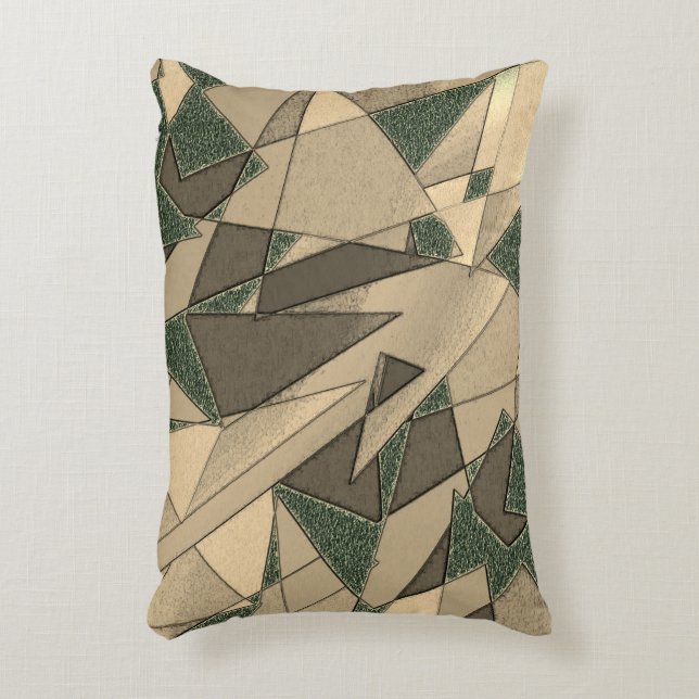 Beige triangulär urklipp på "mörk grönt bakgrund" prydnadskudde (Framsidan(Vertikal))