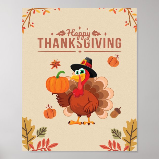 Beige Turkiet Happy thanksgiving Poster (Framsidan)