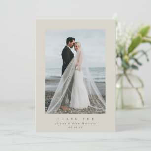 Beige Ultra Minimal Single Photo Bröllop Tack Kort