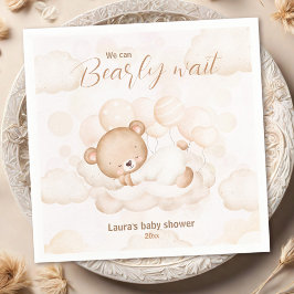 Beige vi kan bearly wait Bear Baby Shower Napkins Pappersservett