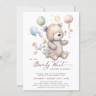 Beige vi kan bearly Wait Boy Baby Shower Inbjudningar
