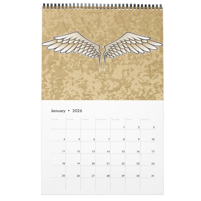 Beige vingar kalender (Jan 2026)